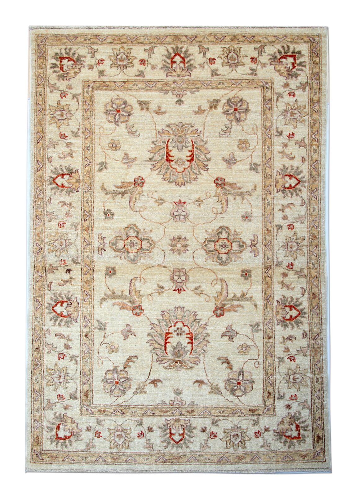Small Oriental Ziegler Sultanabad Rug, Traditional Cream Wool Floral Rug 100 X 147 Cm