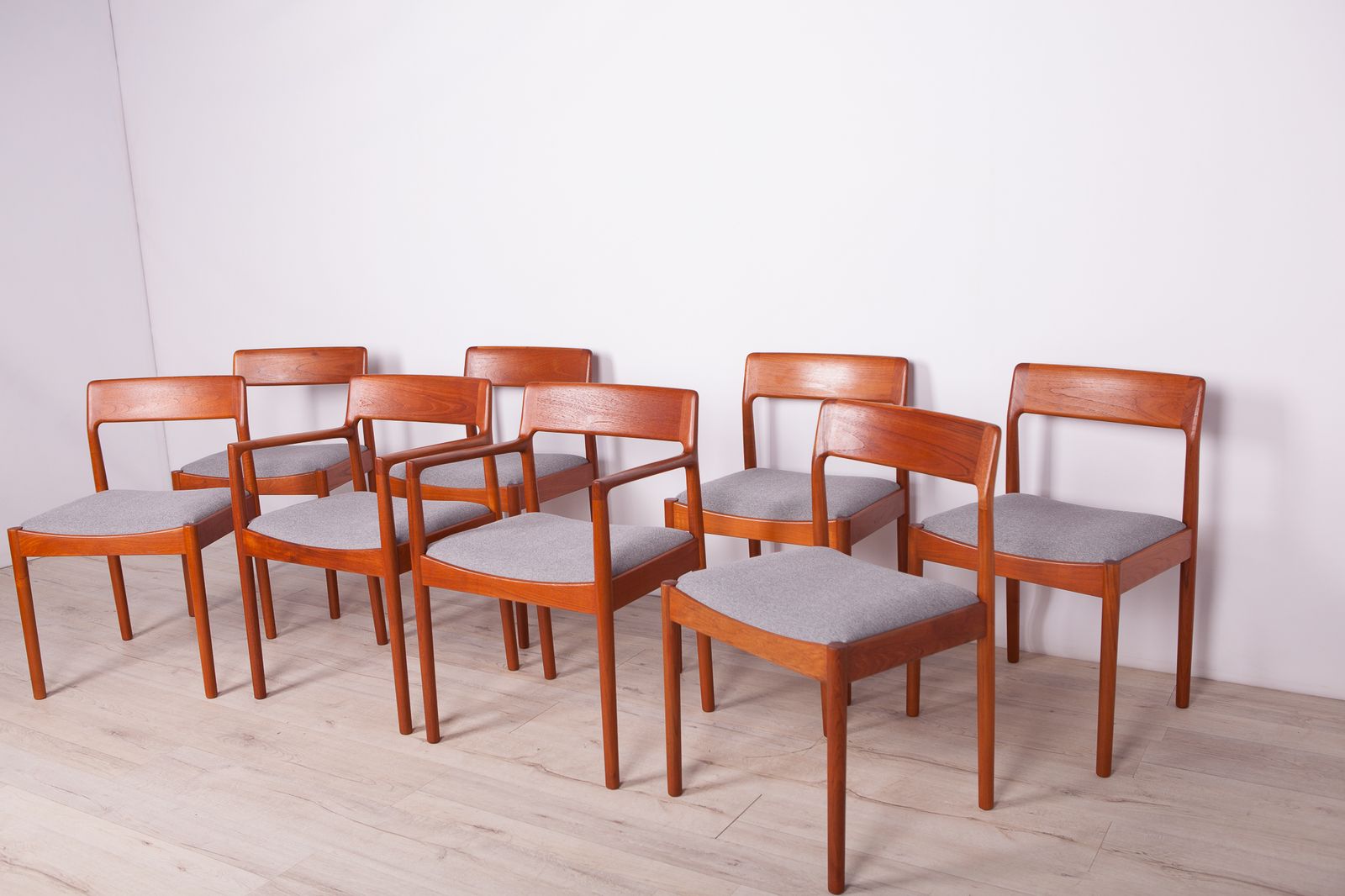 Mid Century Teak Dining Chairs By Johannes Nørgaard For Nørgaards Møbelfabrik 1960s, Set Of 8 photo for sale