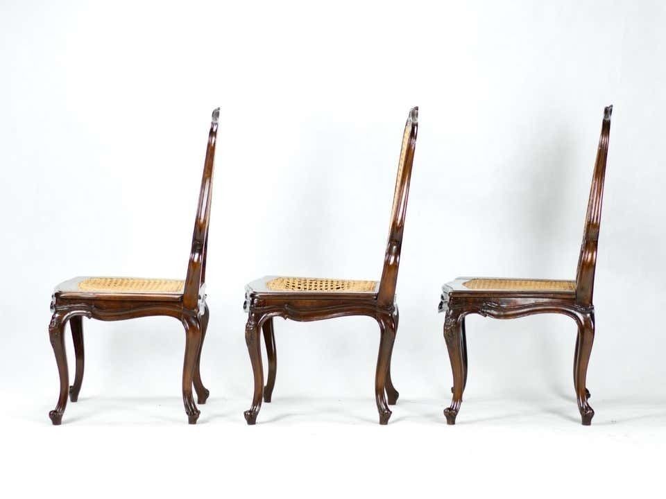 Set Of Six French 19th Century Louis XV Style Caned Dining Chairs In Walnut photo 4769.0