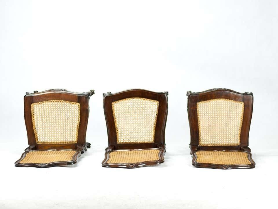 Set Of Six French 19th Century Louis XV Style Caned Dining Chairs In Walnut photo vinterior