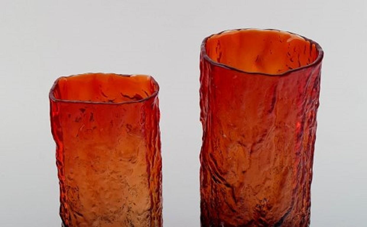 Kaj Blomqvist For Kumela, Five Mouth Blown Art Glass Vases, Finnish Design, 1970 photo vintage