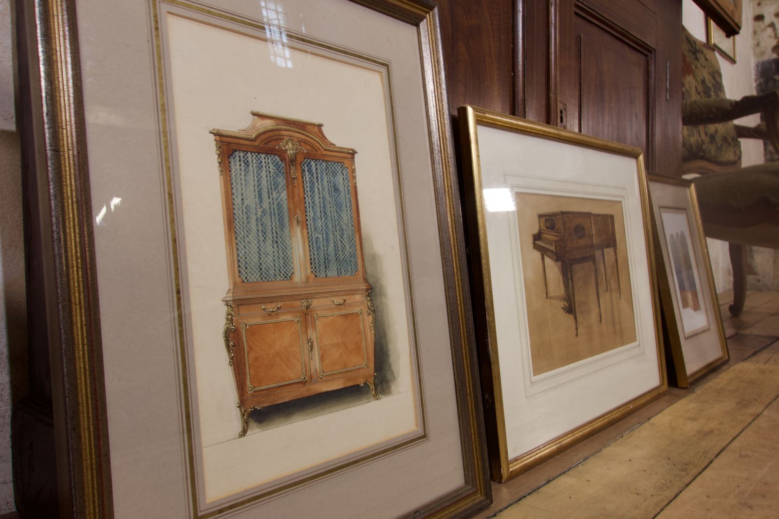 Twelve 20th Century Watercolour Paintings   Featuring W.&J. Sloane Furniture photo vinterior