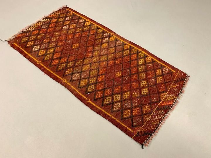 Vintage Turkish Mini Kilim 100x51 Cm Shabby Wool Small Kelim Rug Black,Red photo furniture