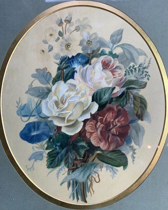 photo furniture 19th Century Watercolour Bunch Of Flowers