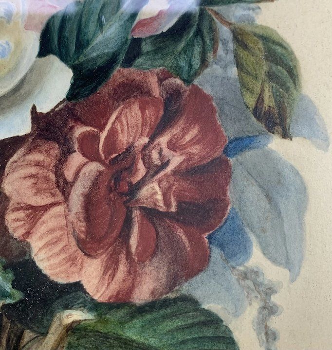 photo for sale 19th Century Watercolour Bunch Of Flowers
