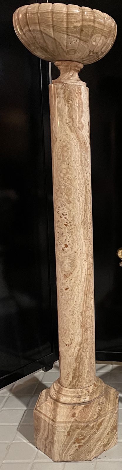 Vase Mounted On A Column In Beige Marble. Louis X Vl Style, Made Around 1800 photo vinterior