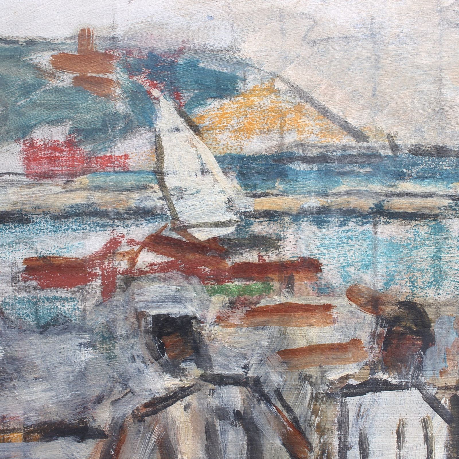 'Sailors In The Port Of Nice' By Alfred Salvignol (Circa 1950s) photo buy