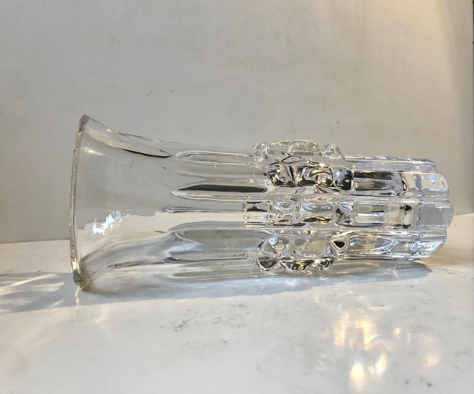 Scandinavian Crystal Vase By Bengt Edenfalk For Royal Krona, 1970s photo for sale
