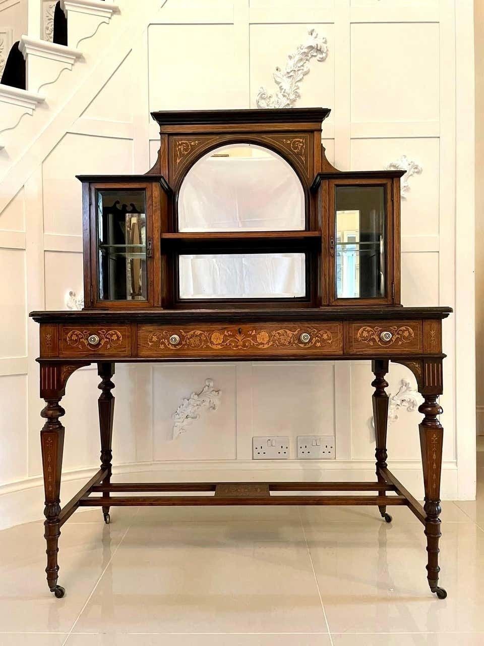 Antique 19th Century Victorian Inlaid Marquetry Writing Desk