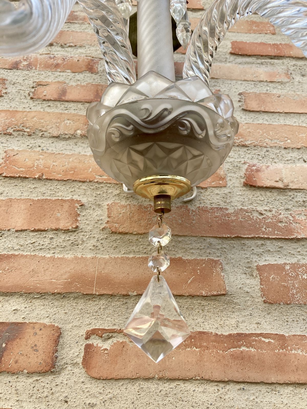 Early 20th Century French Cut Glass Sconces With Crystal, Set Of 2 photo 1771.0
