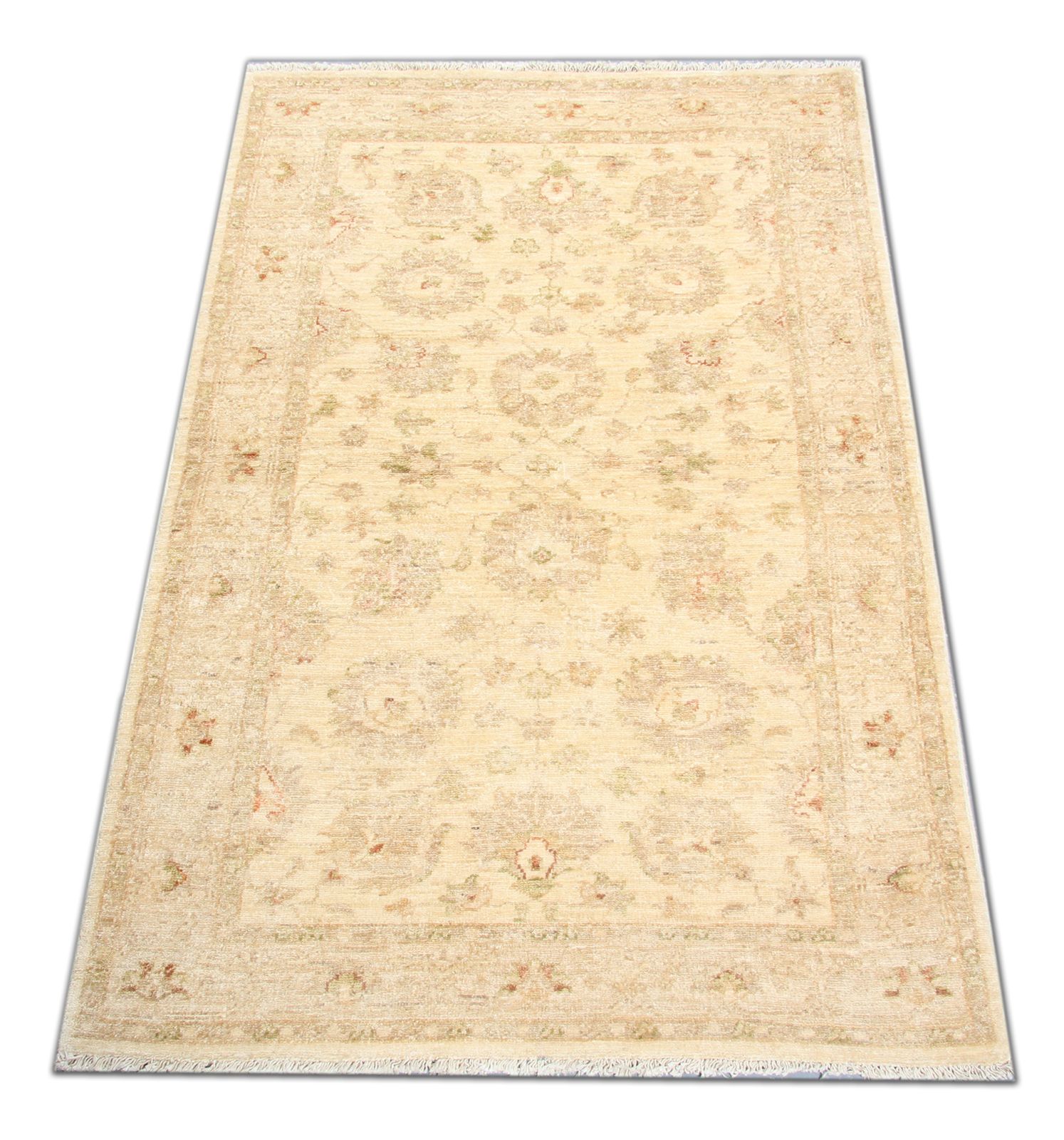 Small Handwoven Oriental Ziegler Rug, Traditional Cream Wool Carpet  83 X 188 Cm photo for sale