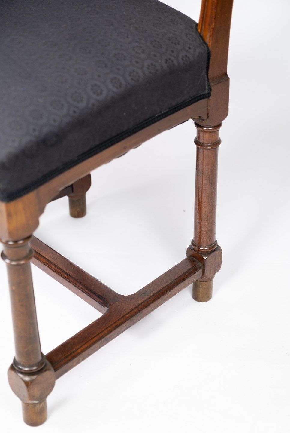 Set Of Four Dining Room Chairs In Walnut And Newly Upholstered With Black Fabric, From The 1890s. photo buy