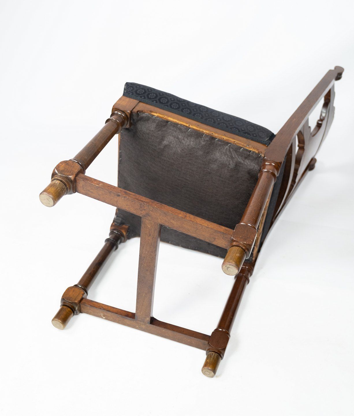 photo for sale Set Of Four Dining Room Chairs In Walnut And Newly Upholstered With Black Fabric, From The 1890s.