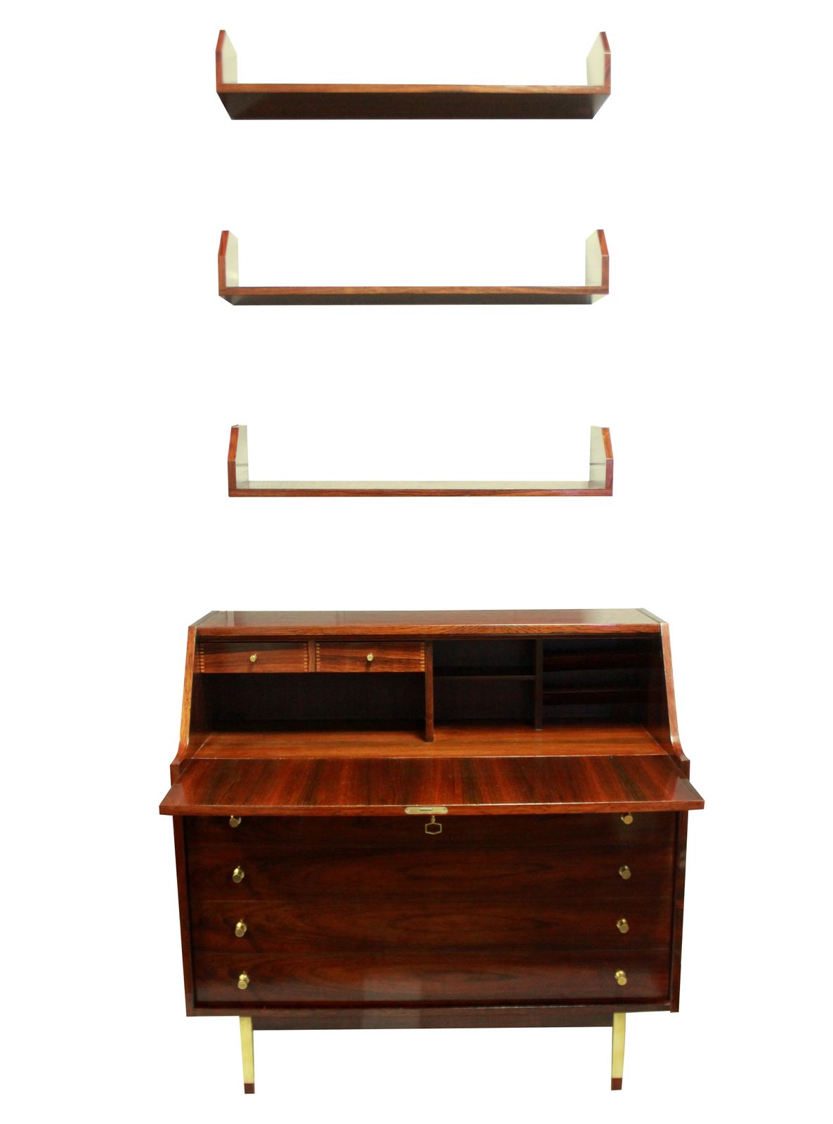 A Gianfranco Frattini For Bernini Secretaire With Wall Shelves