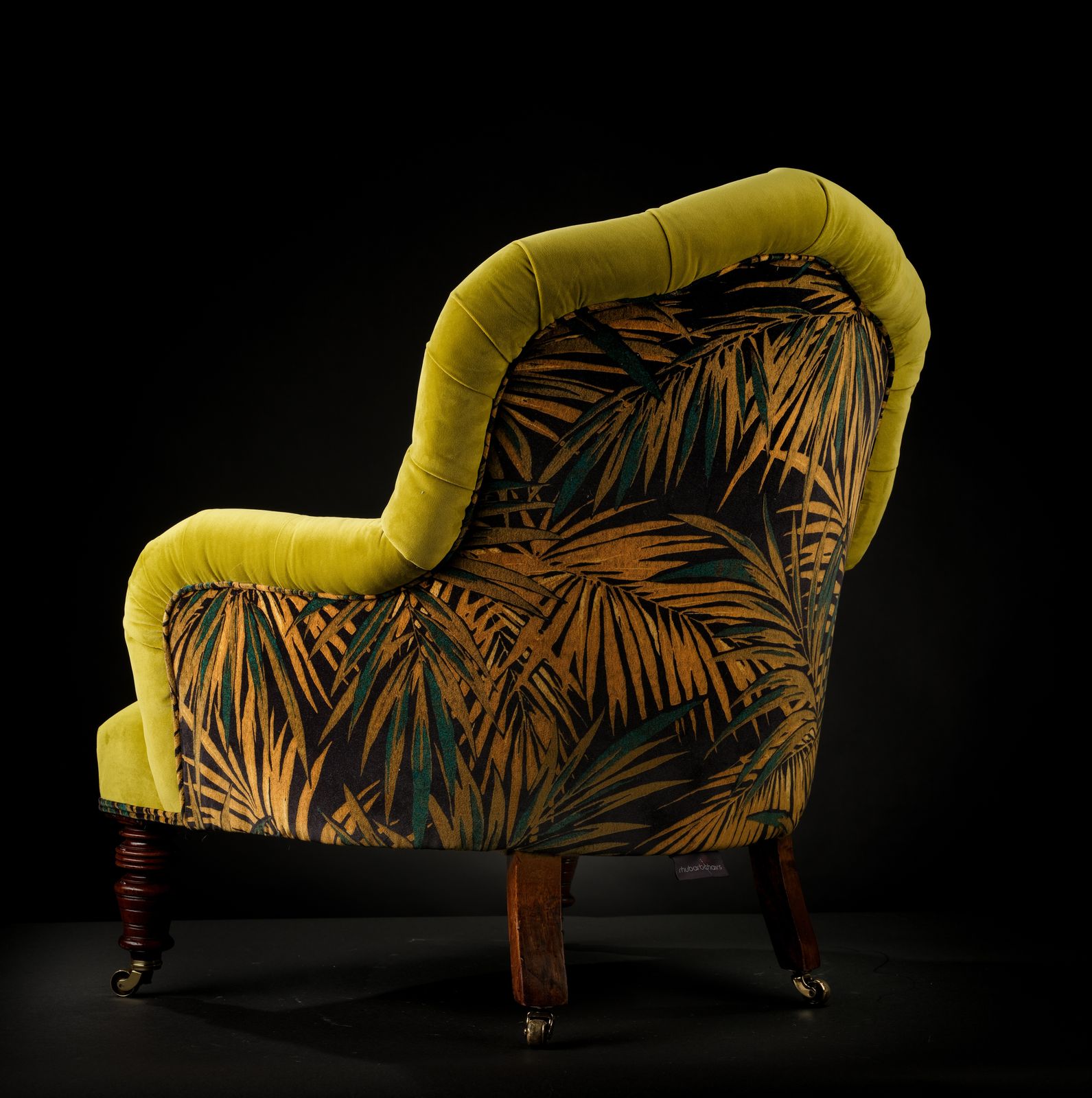 The Eclectic Velvet Botanical Palm Jungle Chair & Foot Stool. photo 2495.0