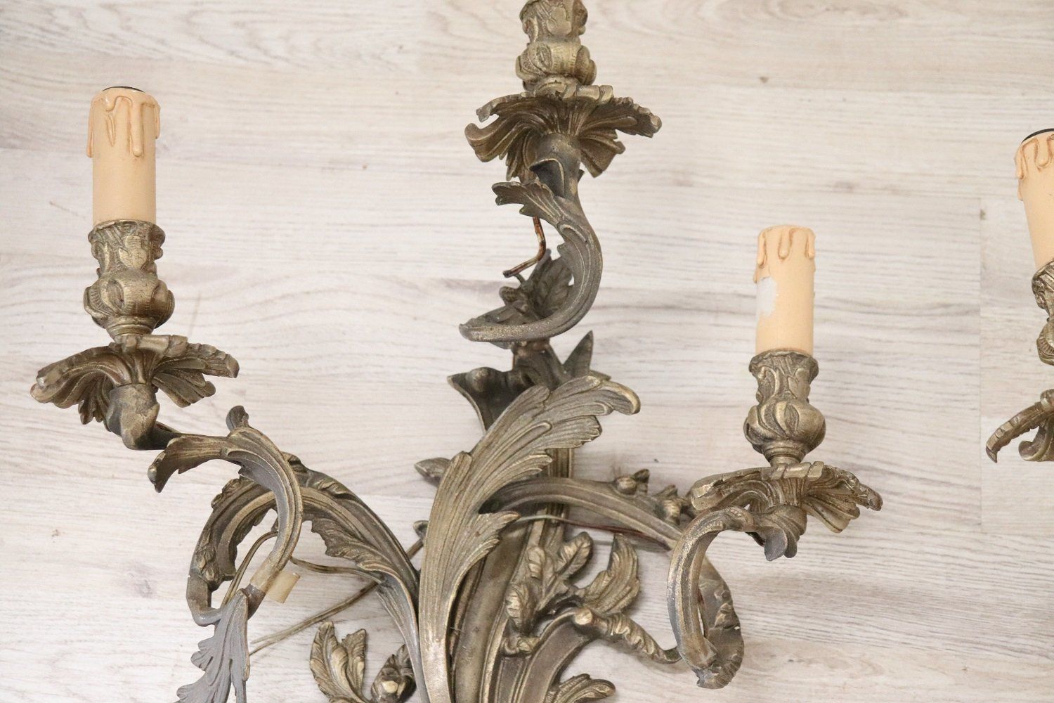 photo furniture Antique Golden Bronze Sconces, Set Of 2