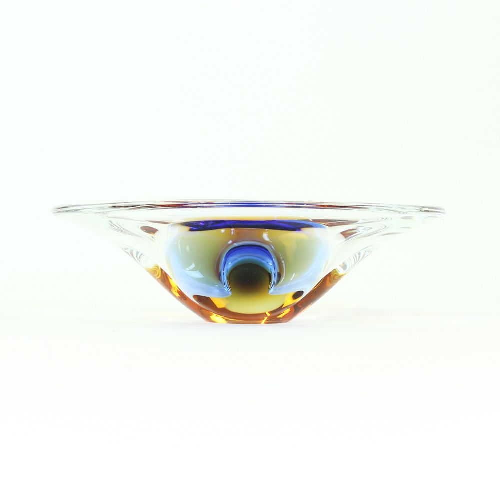 Art Glass Bowl By Frantisek Zemek For Sklarna Mstisov, 1960s