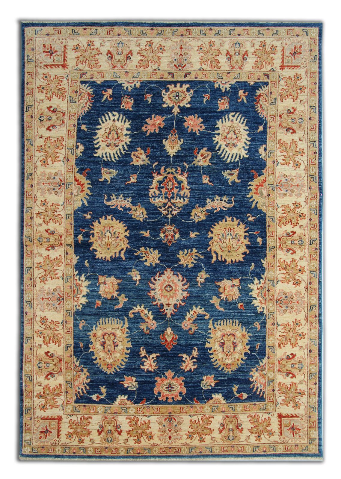 Blue Wool Ziegler Sultanabad Rug, Handwoven Oriental Carpet 150 X 211 Cm