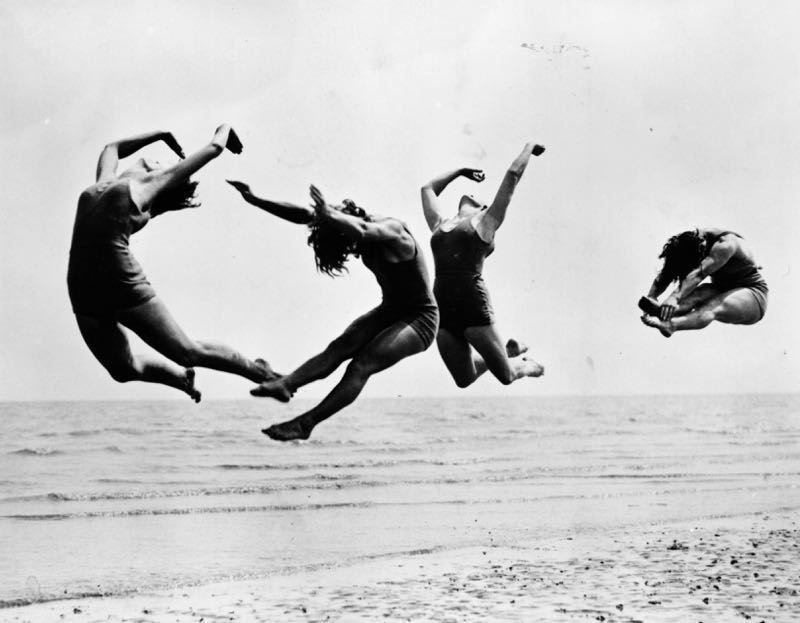 'Beach Exercise' 1935 Silver Gelatin Print Framed In White photo furniture