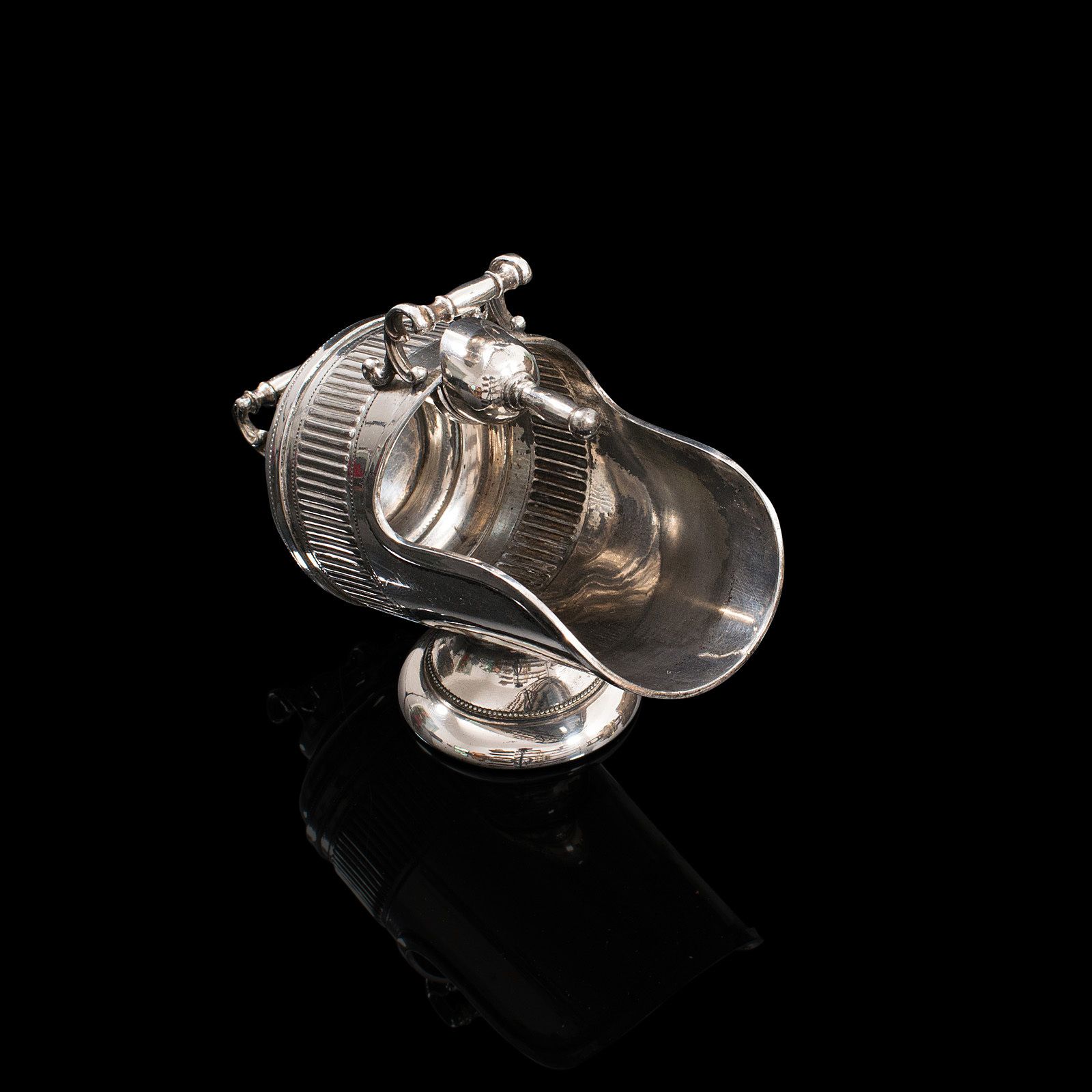 Antique Salt Cellar, English, Silver Plate, Server, Miniature Scuttle, Victorian photo Home Decor