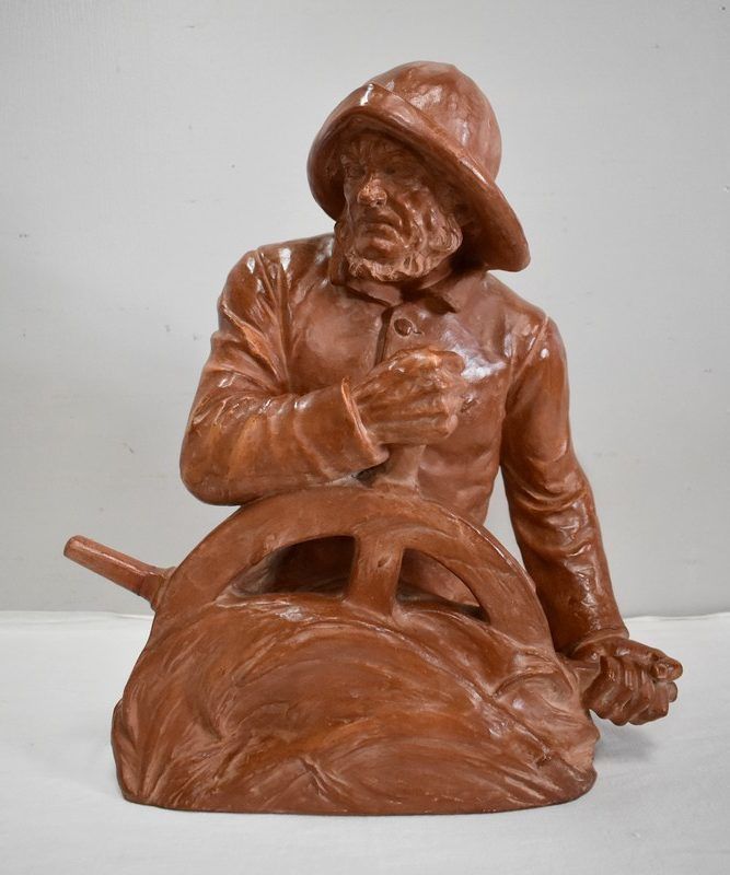 Terracotta Bust "Fisherman At The Bar", By L. Morice   Late 19th Century