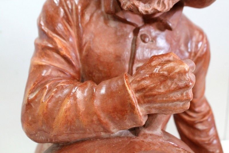 Terracotta Bust "Fisherman At The Bar", By L. Morice   Late 19th Century photo vintage
