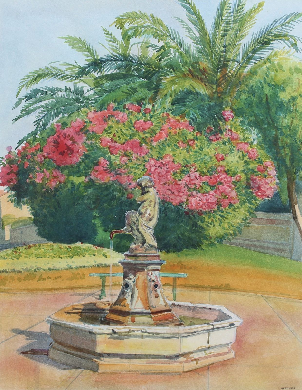 Pink Laurels In The Park   Côtes D'azur' By Tony Minartz (Circa 1930s) photo furniture