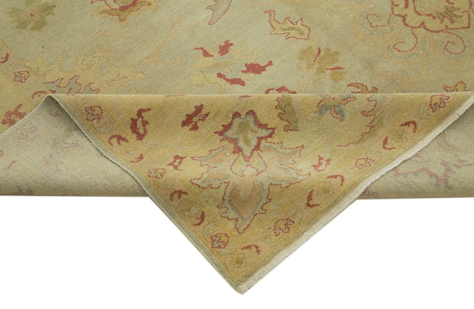 Handmade Oriental Beige Wool Oushak Area Rug photo vinterior