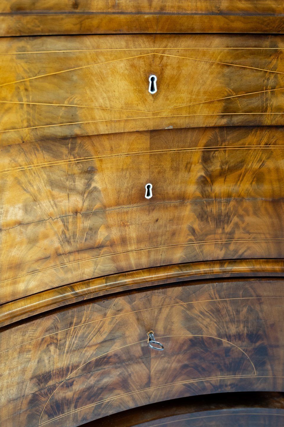 South German Chest Of Drawers Made In Mahogany With Marquetry, From The 1840s. photo for sale