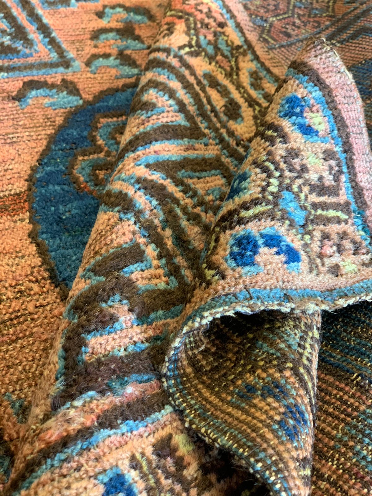 Handwoven Antique Rugs Rust Khotan Rug 74x94 Cm photo vinterior