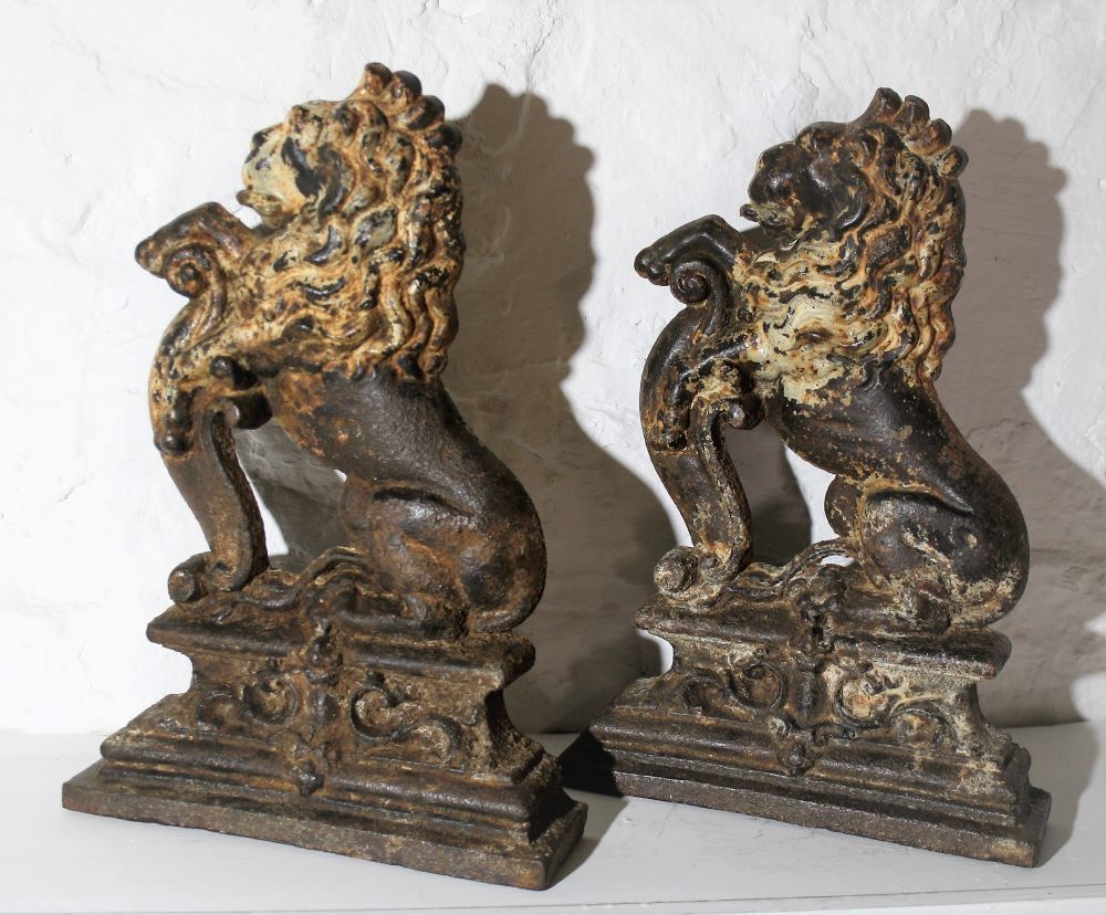 Cast Iron Door Stop | Rampant Lions | Shelf Art | Victorian Door Porters photo vinterior
