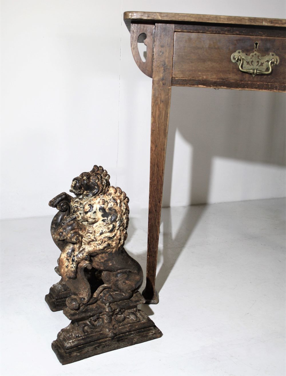 Cast Iron Door Stop | Rampant Lions | Shelf Art | Victorian Door Porters photo vintage