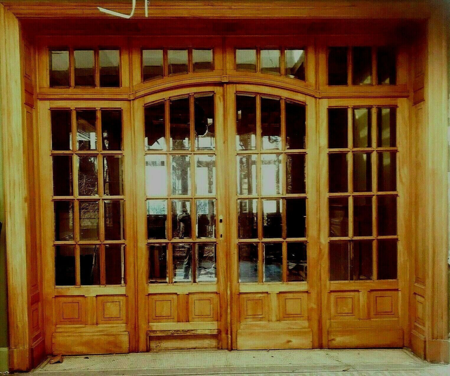 Four Leaf Partition Door And Transom In Natural Wood Bevel Tile photo 6442.673634000001