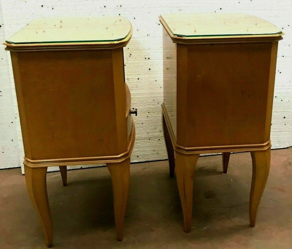 Pair Of Art Deco Bedside Tables In Light Wood Veneer 20th Century photo furniture