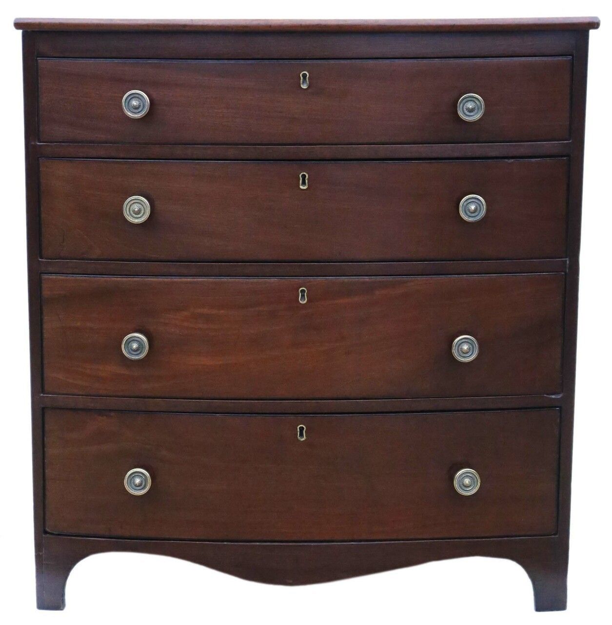 Georgian 19th Century Mahogany Bow Front Chest Of Drawers C1820