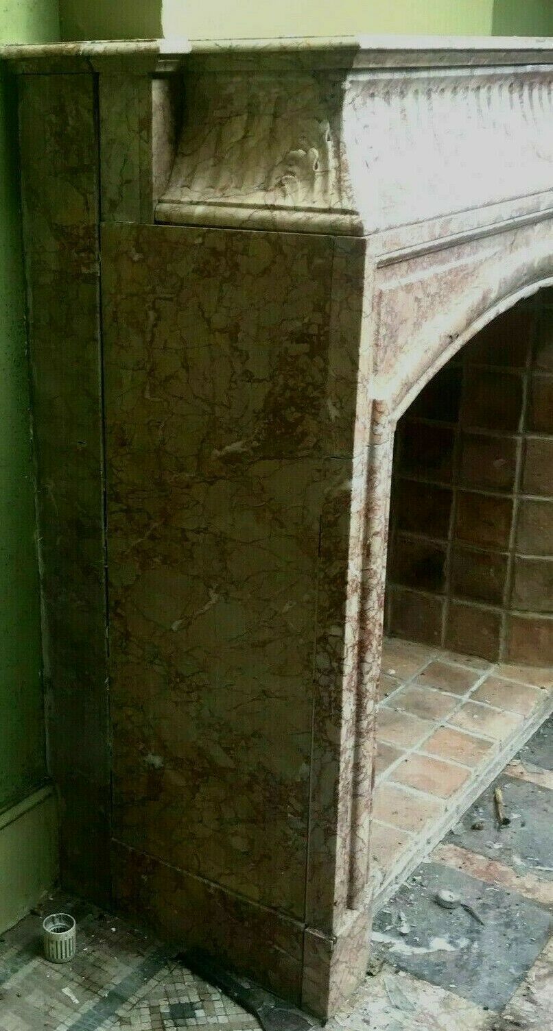 Louis XIV Style Fireplace With Veined Pink Marble Hood XIX Century photo Home Fixtures