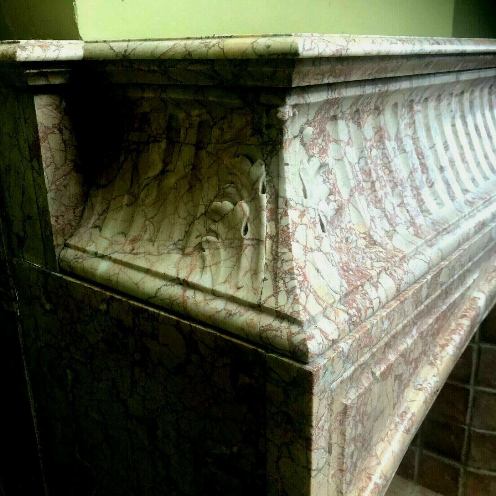 Louis XIV Style Fireplace With Veined Pink Marble Hood XIX Century photo 5274.08
