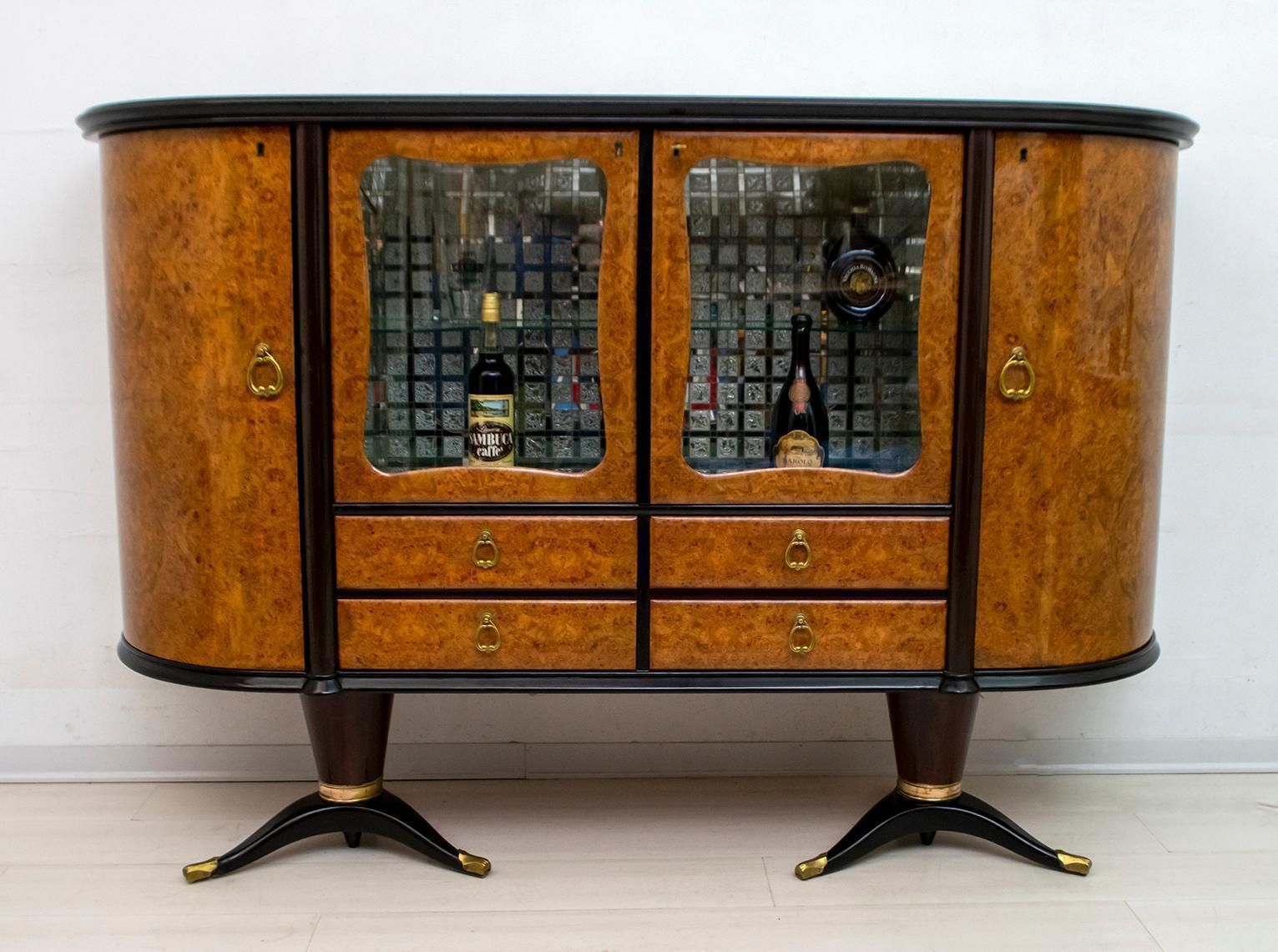 Paolo Buffa Mid Century Modern Italian Mahogany And Walnut Bar Cabinet, 1950s photo 5711.0