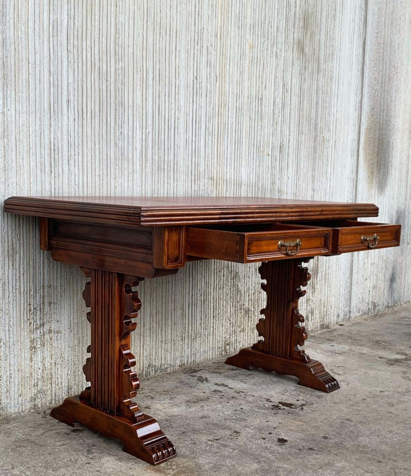 Bureau ou console de style colonial espagnol à deux tiroirs, estampillé Valentí photo vinterior