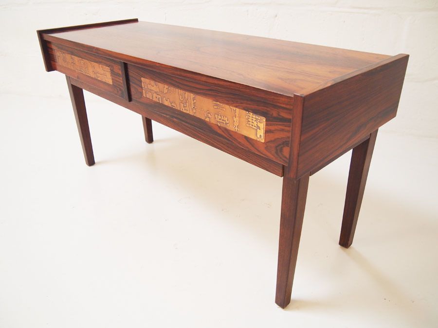 photo furniture Midcentury Danish Rosewood Hallway Set With Copper Inlay Detail