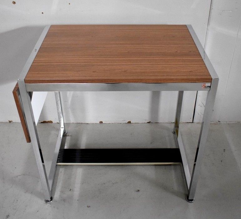 Small Office With Shutter, In Chromed Metal And Formica   1970s photo furniture