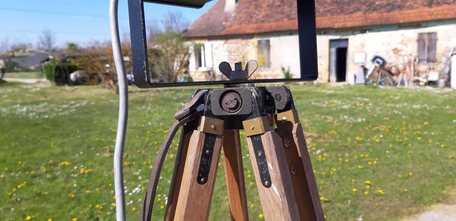 Industrial Design Cinema Spot Lamp On Army Oak Tripod photo vinterior
