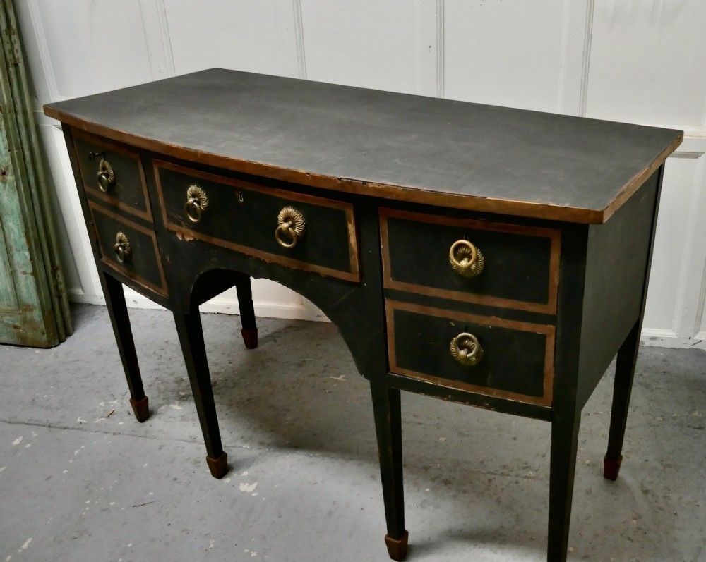Black And Gold Regency Bow Front Serving Table, With Cellerette photo Furniture