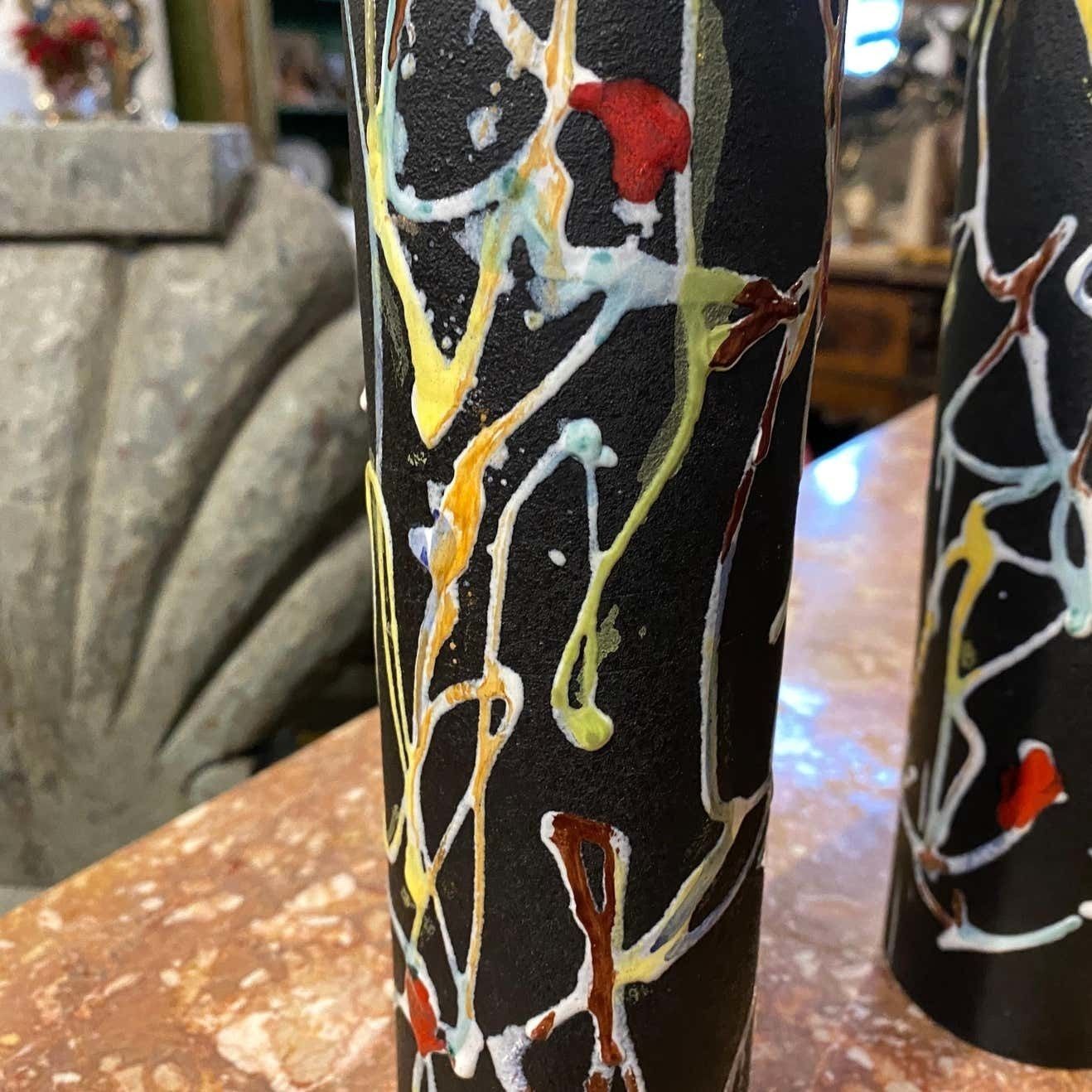 1970s Set Of Two Modernist Italian Ceramic Vases By Ce.As Albisola photo 716.0
