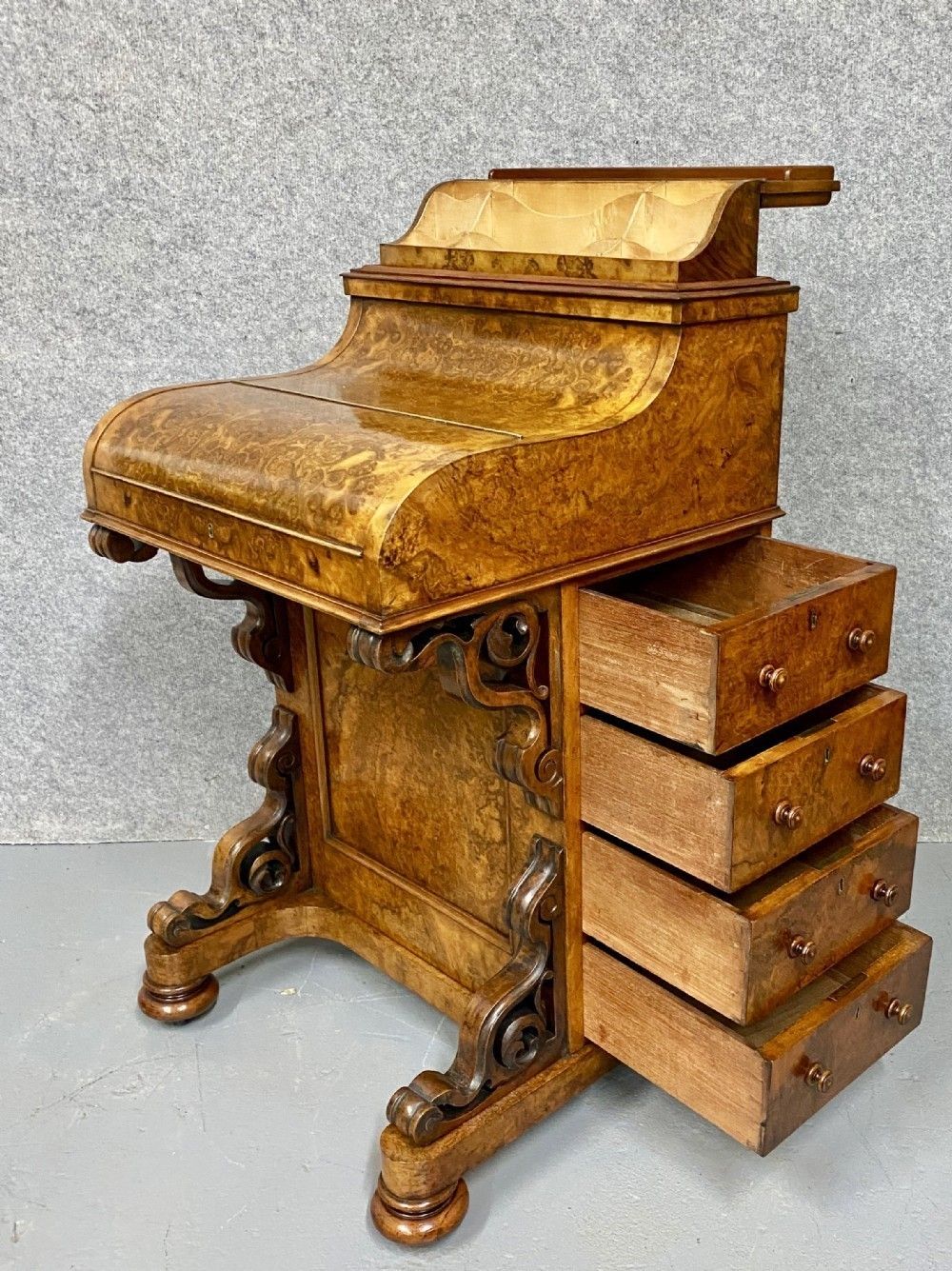 Victorian Burr Walnut Pop Up Davenport photo Furniture