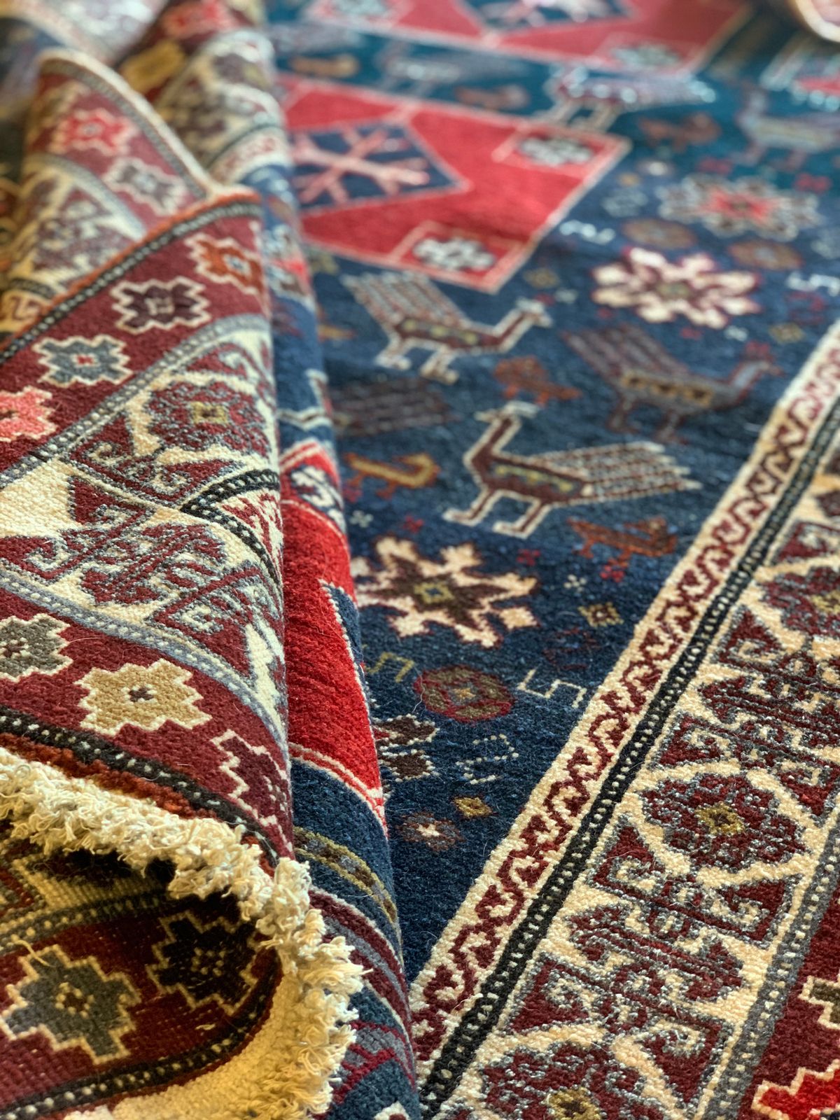 Antique Tribal Caucasian Kuba, Azerbaijan Rug 1880  96x157cm photo Textiles