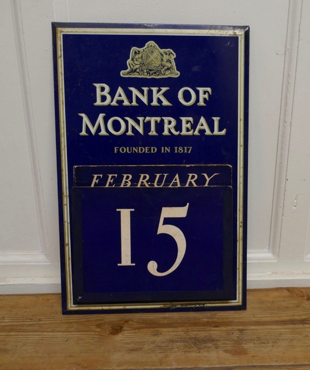20th Century Tin Plate Perpetual Calendar From Bank Of Montreal, 1817