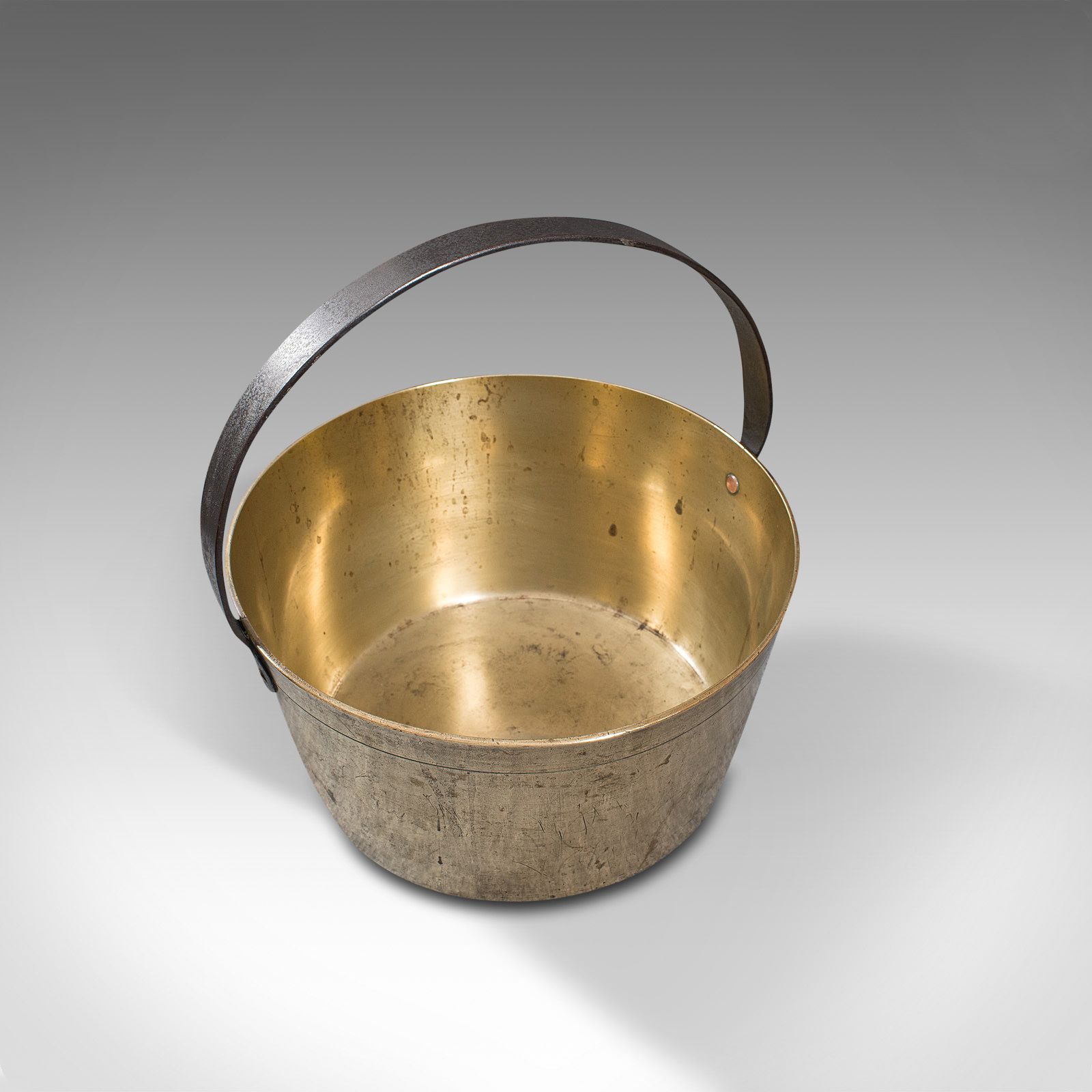 595.0 Heavy Antique Jam Pan, English, Brass, Preserve, Cooking Pot, Georgian, C.1800 photo
