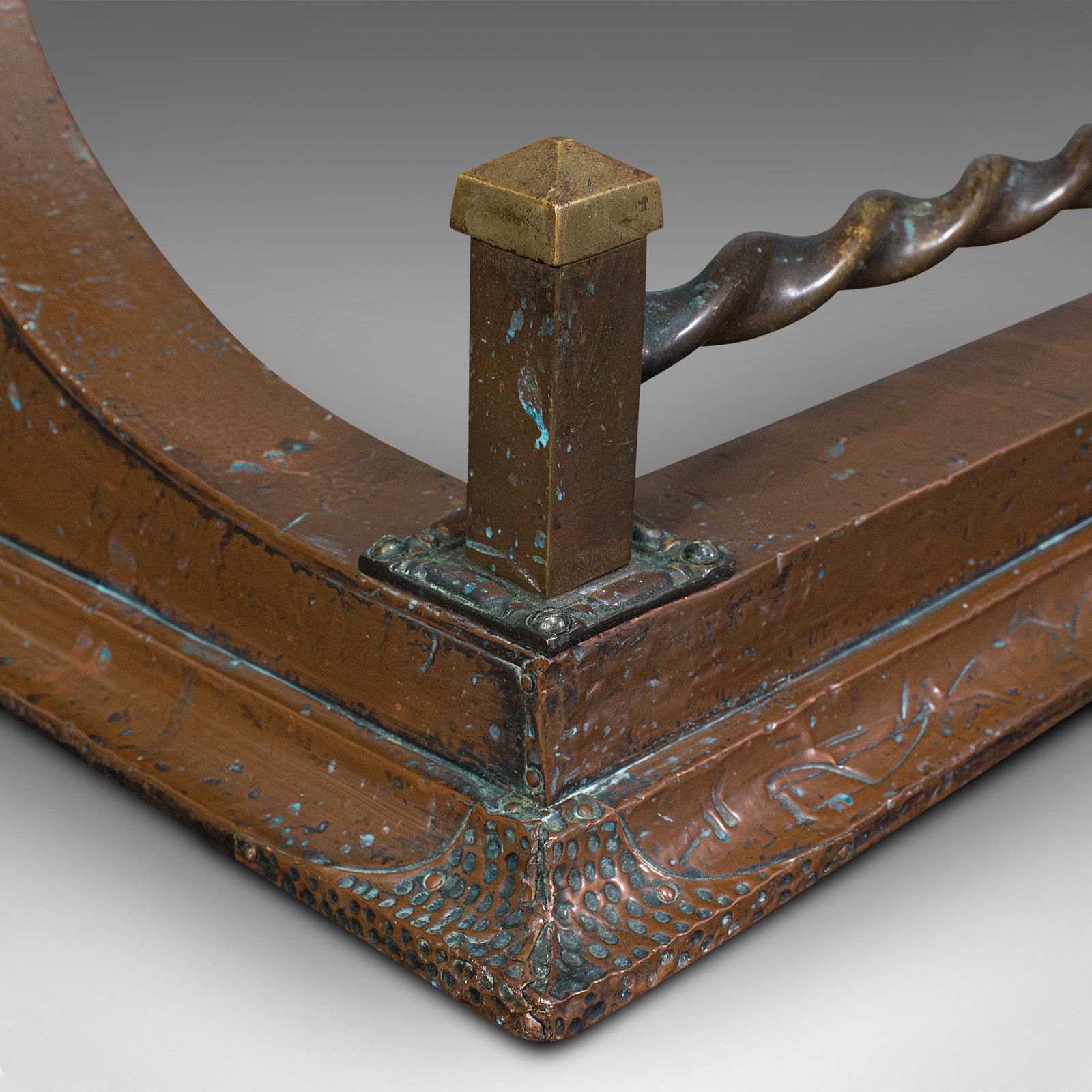 photo furniture Antique Arts & Crafts Fire Fender, Scottish, Copper, Fireside Kerb