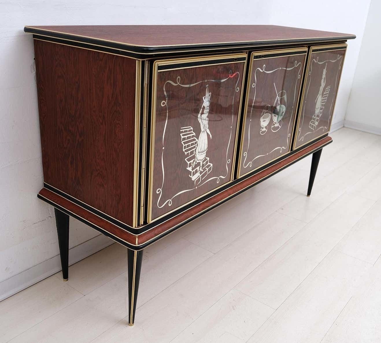 Umberto Mascagni For Harrods London Midcentury Italian Bar Cabinet, 1950s photo Furniture